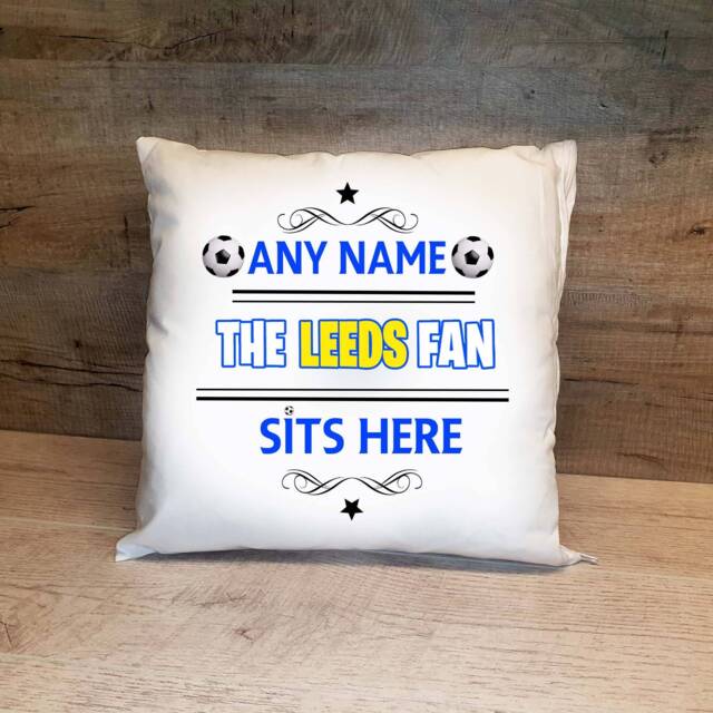 Personalised Leeds Football Cushion. With Any Name. Fan Cushion Lfc Eland Road Stadium - image 1