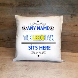 Personalised Leeds Football Cushion. With Any Name. Fan Cushion Lfc Eland Road Stadium - thumbnail 1