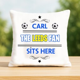 Personalised Leeds Football Cushion. With Any Name. Fan Cushion Lfc Eland Road Stadium - thumbnail 2