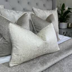 Cream Taupe Gold Piped Cushion Cover Bella Herringbone Pillow Case Luxury Scatter Beaumont Textiles Handmade in UK - thumbnail 3