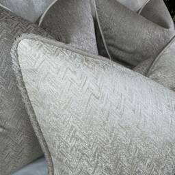 Cream Taupe Gold Piped Cushion Cover Bella Herringbone Pillow Case Luxury Scatter Beaumont Textiles Handmade in UK - thumbnail 4