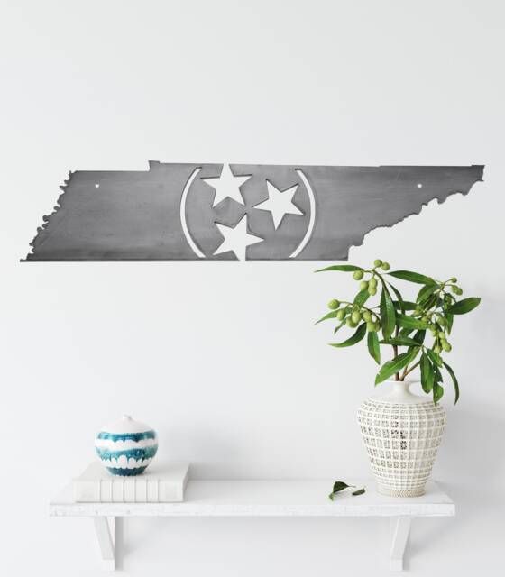 Tennessee Tri-star Metal Art - Tristar Tennessee Volunteers Rustic Home Decor Man Cave Gift For Him Farmhouse Wall Art Sports - image 1