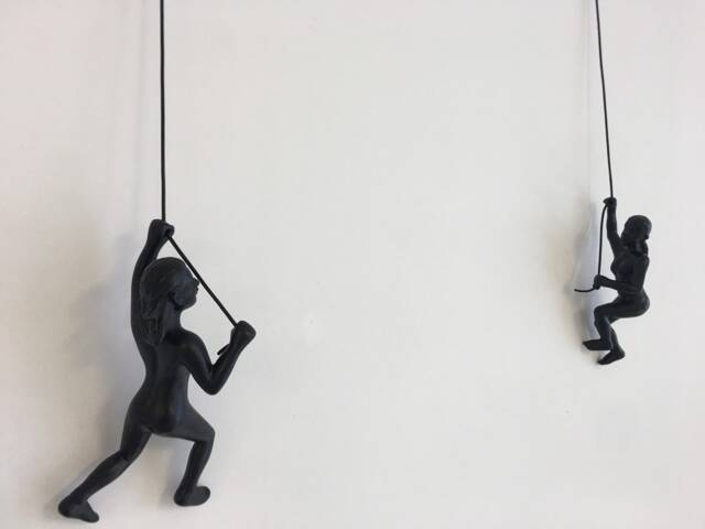 2 Piece Climbing Sculpture Wall Art Gift For Home Decor Interior Design Rock Woman Contemporary Artwork Black - image 1