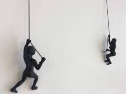 2 Piece Climbing Sculpture Wall Art Gift For Home Decor Interior Design Rock Woman Contemporary Artwork Black - thumbnail 1