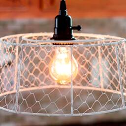 Chicken Wire Basket Swag Lamp, Rustic Plug-In Pendant Light - thumbnail 3