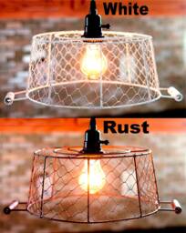 Chicken Wire Basket Swag Lamp, Rustic Plug-In Pendant Light