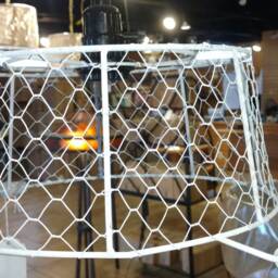 Chicken Wire Basket Swag Lamp, Rustic Plug-In Pendant Light - thumbnail 2