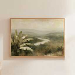 Jungle River Poster, Tropical Valley Print, Nature Wall Art, Paper - thumbnail 1