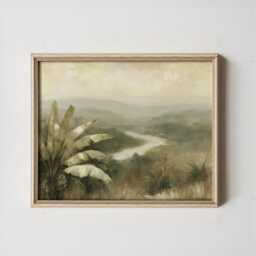Jungle River Poster, Tropical Valley Print, Nature Wall Art, Paper - thumbnail 3