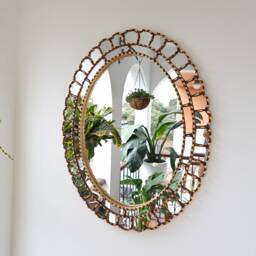 Peruvian Gold Sunburst Oval Mirror 70 cm Handmade Wall Decor - Carved Wood Elegant Statement For Living Room Bedroom Bathroom - thumbnail 2