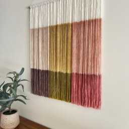 Custom Dyed Wool Tapestry - Pastel Wall Hanging Textile Art Pick Your Own Colors - thumbnail 3