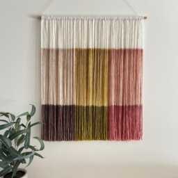 Custom Dyed Wool Tapestry - Pastel Wall Hanging Textile Art Pick Your Own Colors - thumbnail 4