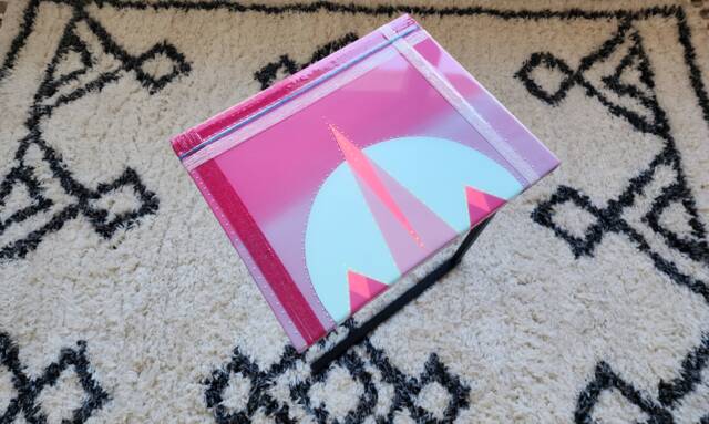 Hand Painted Resin C Shape Side Table Pink Pop Art Accent - image 1