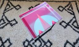 Hand Painted Resin C Shape Side Table Pink Pop Art Accent