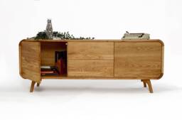 Wood Tv Unit, Low Sideboard With Drawers, Cupboard Console Table, Stand, Vinyl Record Storage, Dresser, Media Console