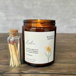 Personalised March Birthday Gift, Candle, Birth Flower, Gift For Friend - thumbnail 1