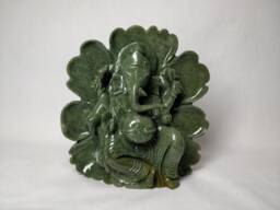 Green Jade Ganesha, Aventurine Gemstone Figurines, Gemstone Artifacts, Hindu God Figurine, Living Room Decoratives, Spiritual Gifts - thumbnail 1
