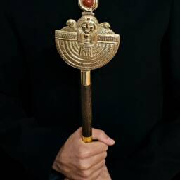 Ebony Was Sceptre Brass & Gold Plated Egyptian Osiris Staff - thumbnail 2