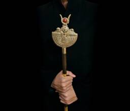 Ebony Was Sceptre Brass & Gold Plated Egyptian Osiris Staff