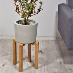 Oak Wood Plant Stand Mid Century Modern Style - thumbnail 3