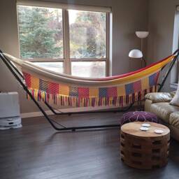 Authentic Handmade Colombian Hammock With Fringes Indoor & Outdoor Use, Ergonomic Comfort, Handwoven Artisanal - thumbnail 2