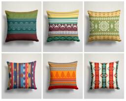 Rug Print Cushion Cover/Farmhouse Rug Pillow Case/Ethnic Colorful Living Room Case/Authentic Rustic Case/Gift For Her Friend - thumbnail 1