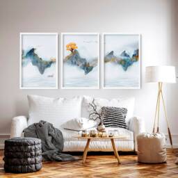 Living Room Wall Decor, Home Decor Wall Hanging, Japanese Art New Gift, Office Decor Zen Garden Set Of 3 Prints - thumbnail 1