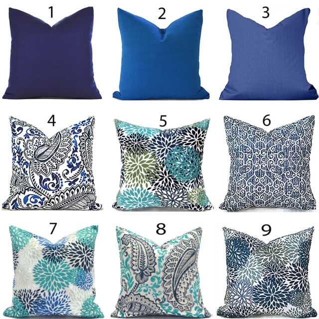 Outdoor Pillow Cover With Zippers, Easy To Use & Washable, Pick Your Favorite Blue - image 1