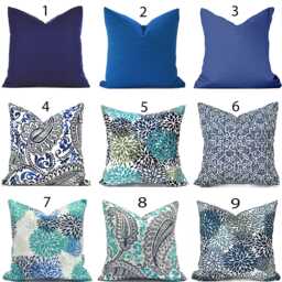 Outdoor Pillow Cover With Zippers, Easy To Use & Washable, Pick Your Favorite Blue - thumbnail 1