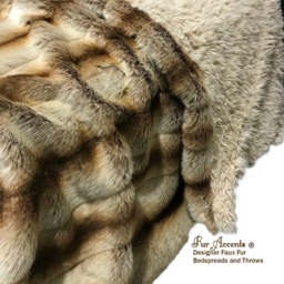 Luxury Faux Fur Throw Blanket - Brown Stripe Chinchilla, Cuddle Lining - thumbnail 3