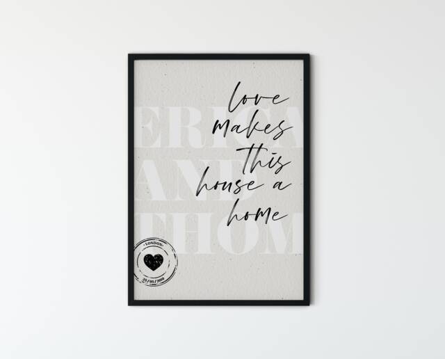 Personalised New Home Gift, Housewarming Couple Print, First Custom Wall Art, Modern Minimalist Art - image 1