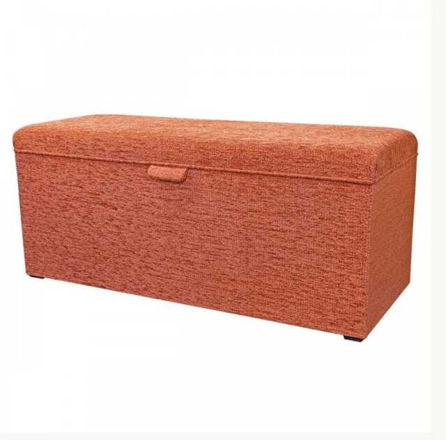 Storage Bench Ottoman in A Portobello Boucle Copper Fabric - British Made Stool - image 1
