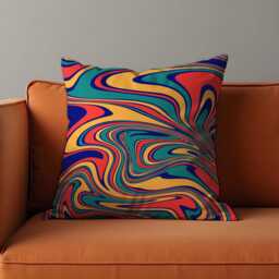 Abstract Swirl Cushion Cover, Vibrant Colorful Pillow Case, Retro Fluid Pattern Throw Bold Living Room Decoration - thumbnail 3