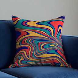 Abstract Swirl Cushion Cover, Vibrant Colorful Pillow Case, Retro Fluid Pattern Throw Bold Living Room Decoration - thumbnail 2