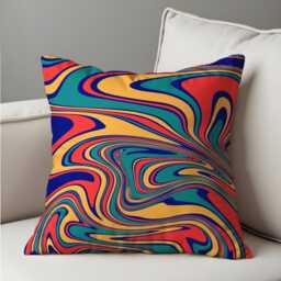 Abstract Swirl Cushion Cover, Vibrant Colorful Pillow Case, Retro Fluid Pattern Throw Bold Living Room Decoration - thumbnail 4