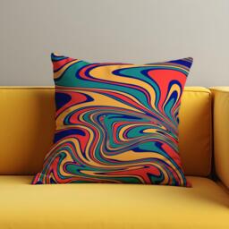 Abstract Swirl Cushion Cover, Vibrant Colorful Pillow Case, Retro Fluid Pattern Throw Bold Living Room Decoration