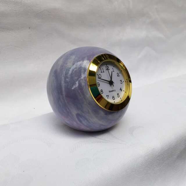Retro Purple Ceramic Ball Clock Small Desk Or Shelf Decor - image 1