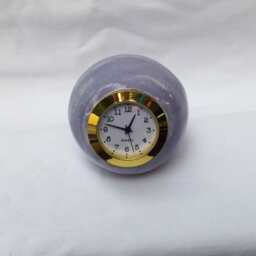 Retro Purple Ceramic Ball Clock Small Desk Or Shelf Decor - thumbnail 2