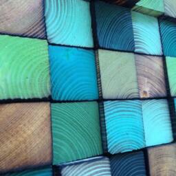 Reclaimed Pine Wood Wall Art - Green Turquoise Mosaic Sculpture - thumbnail 3