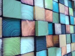 Reclaimed Pine Wood Wall Art - Green Turquoise Mosaic Sculpture - thumbnail 1