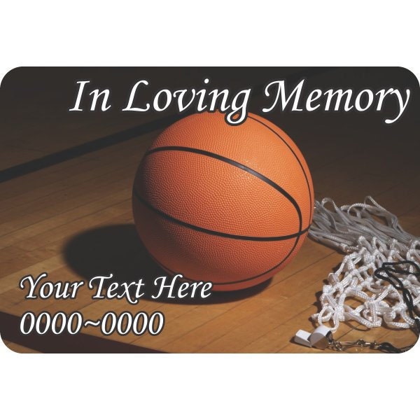 Basketball in Loving Memory Full Color Rounded Rectangle 012 Custom Vinyl Wall Decal Or Car Sticker - Ilmfullcolorroundrectangle012Et
