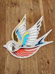 Tattoo Swallow Mirror Wall Art - White - Old School Flash Shop Dopamine Decor - thumbnail 1