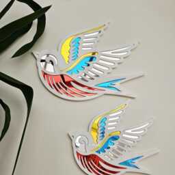 Tattoo Swallow Mirror Wall Art - White - Old School Flash Shop Dopamine Decor - thumbnail 2