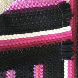 "Small Rag Rug, Chindi Style, Boho Chic Hippie Rugs, Colorful Cotton Bath Mat, Area Woven Loom Rug 17""x27" - thumbnail 4