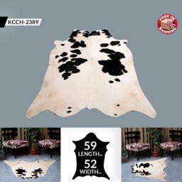 Large Statement Cowhide Rug - Premium Brown & White Hair-On Leather Design - thumbnail 2