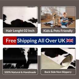 Large Statement Cowhide Rug - Premium Brown & White Hair-On Leather Design - thumbnail 4