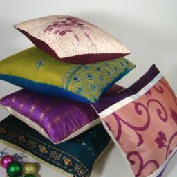 Vintage Meisen Kimono Pillow Cover Botanical Vine Design - thumbnail 4