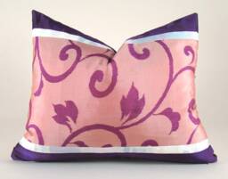 Vintage Meisen Kimono Pillow Cover Botanical Vine Design - thumbnail 1