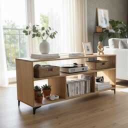 Handmade Solid Oak Tv Stand, Vinyl Record Storage, Media Console