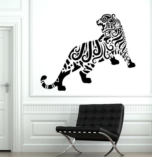 Wall Decal Tiger Animal Floral Ornament Tribal Mural Vinyl 1708Dz - image 1
